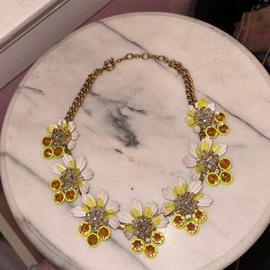 Jcrew neon yellow floral vintage necklace in gold brûlée